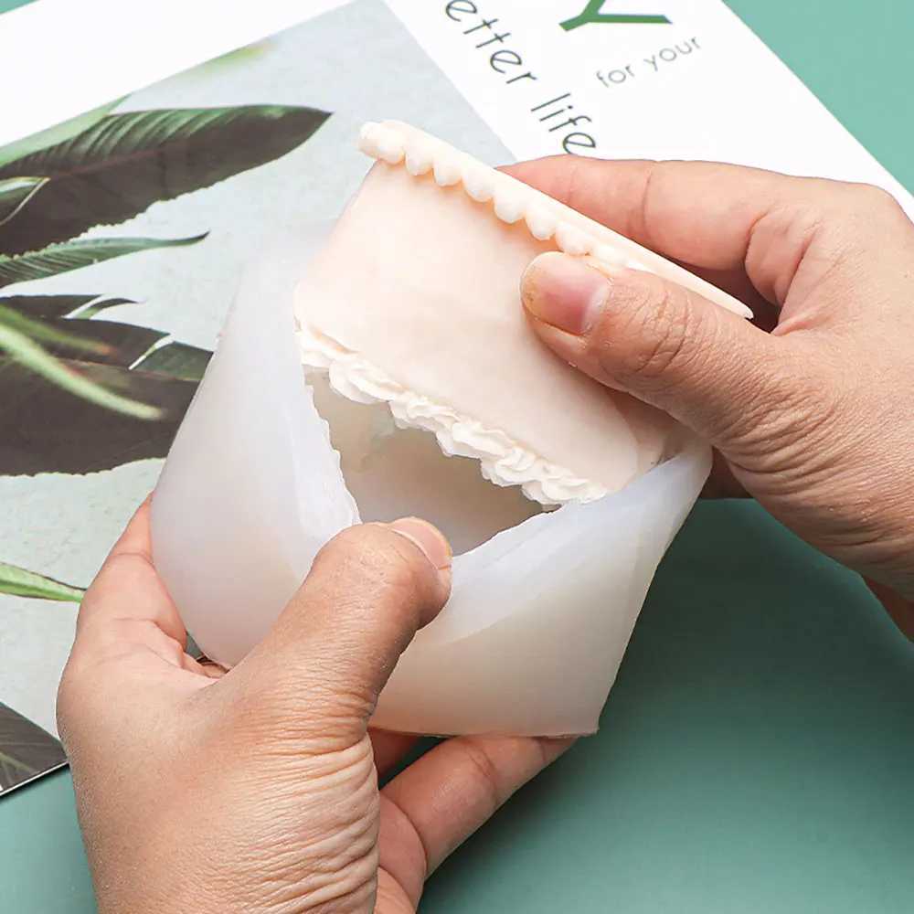 For Fun Heart Cake Shaped Candle Silicone Mold DIY Handmade Soap Plaster Aromatherapy Candle Cake Decoration Mold Gift Making W250704