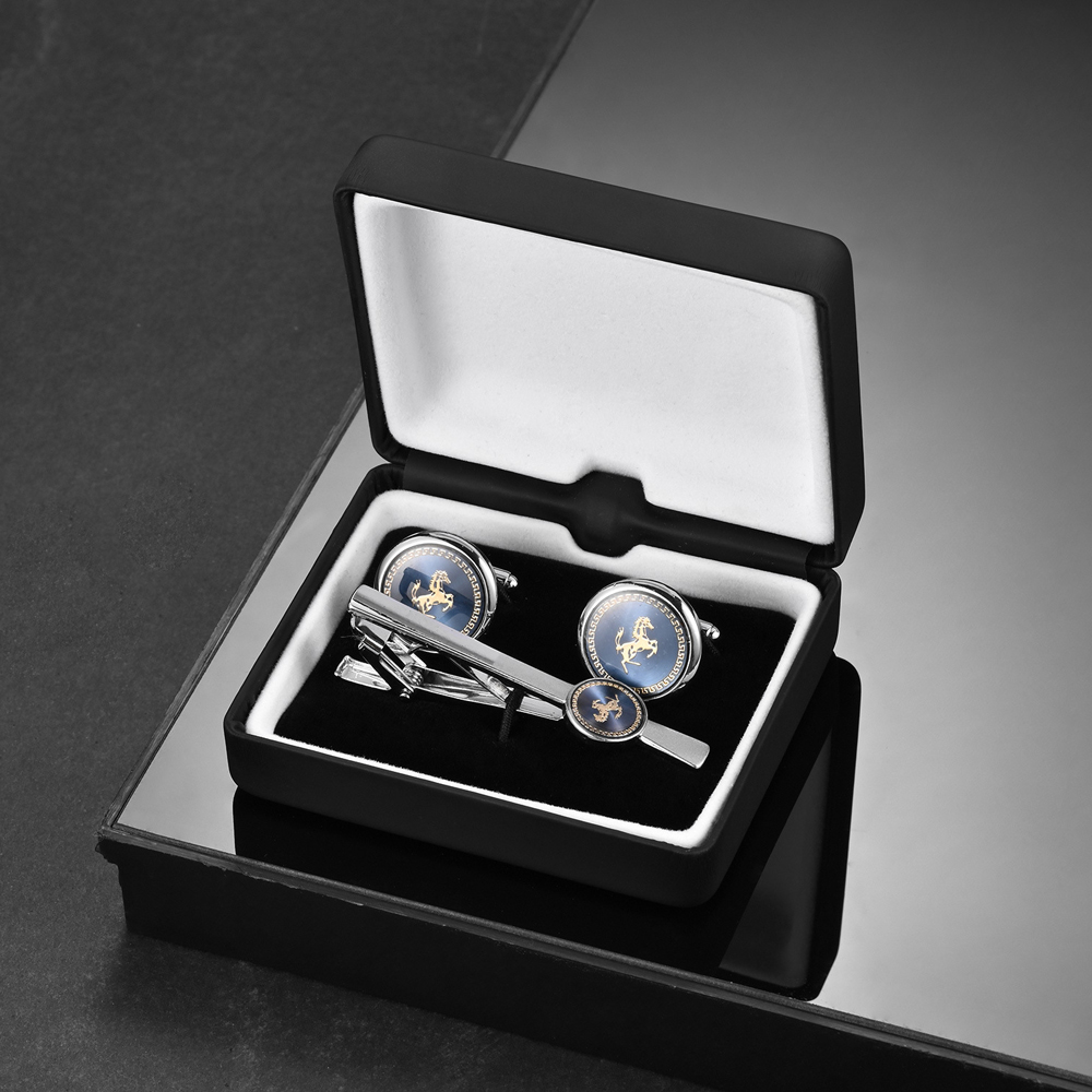 Silver and Gold Tone Tie Clip Cufflink Set Elegant Mens Accessories for Wedding Business and Anniversary L251024