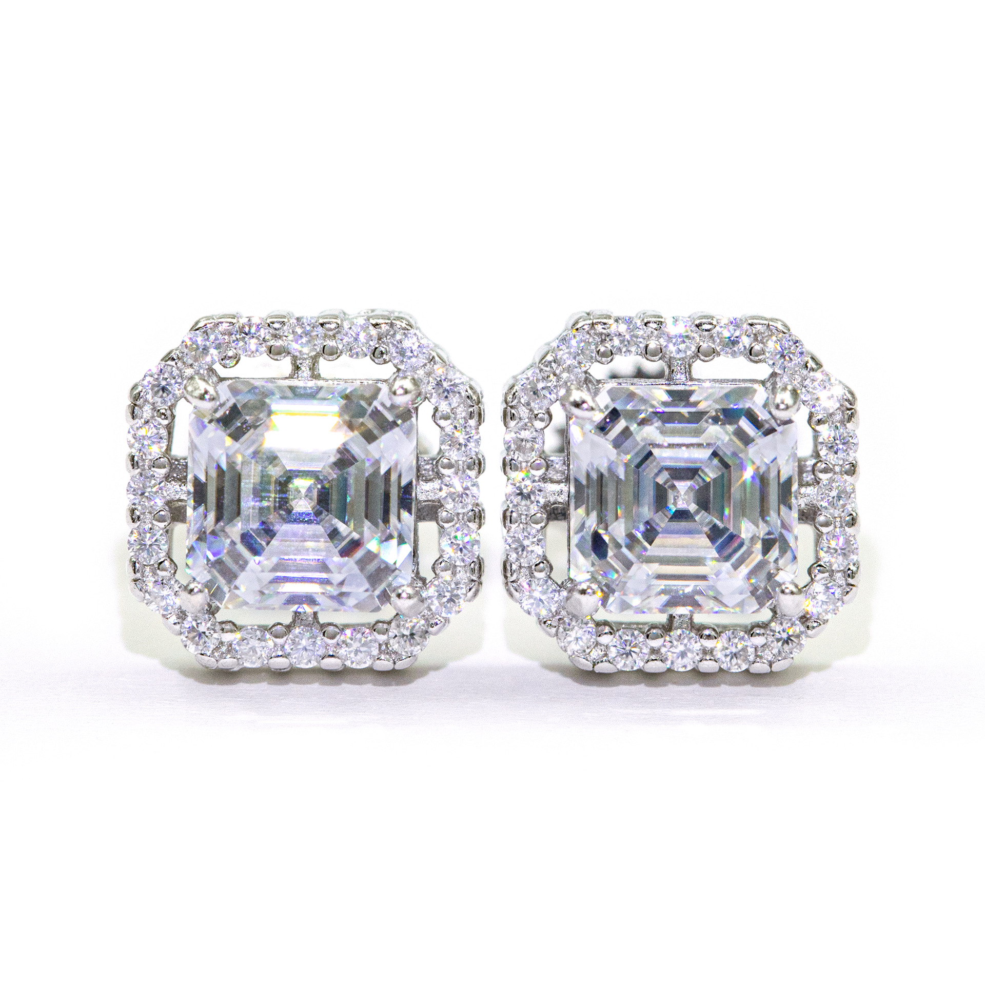 New Stocks Men Women D Color VVS Asscher Cut Moissanite Stud Earrings Fashion Jewelry 925 Silver Hip Hop Earrings