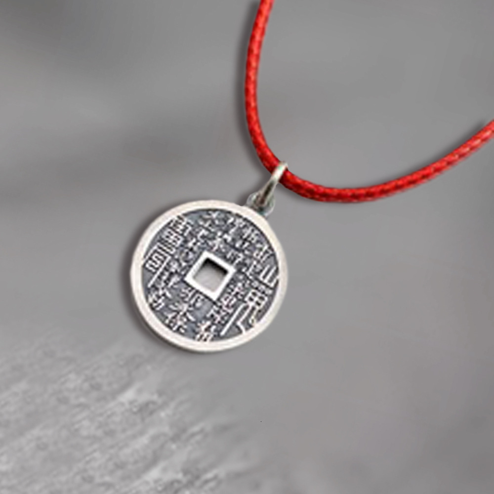 Mountain Ghost Feng Shui Keychain Accessories Copper Coin Pendants for Men and Women Bag Charms Portable Wear S Pure Sier