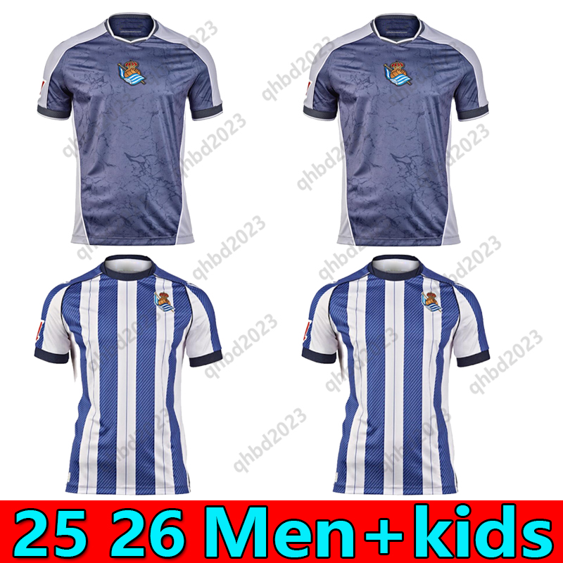 2025 2026 Real Sociedad Soccer Jerseys TAKE KUBO OYARZABAL SADIQ ANDRE SIA ZUBIMENDI home away third royal society Men kids kits football shirt