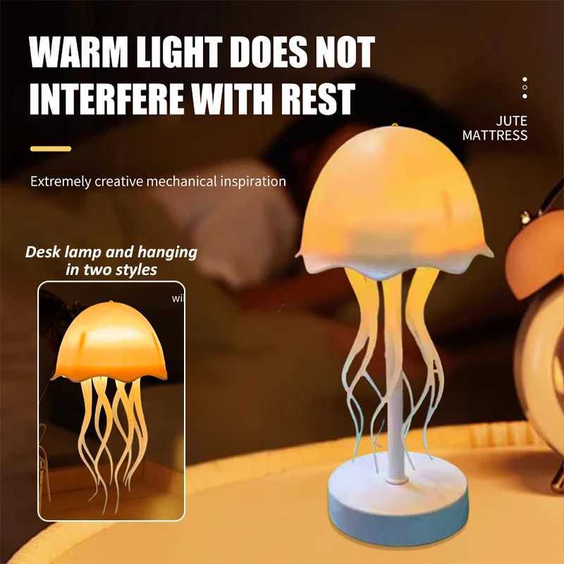 Cartoon Dancing Jellyfish Night Light RGB Gradient Cute Bedside Lamp Type-C Charging LED Table Lamp Home Decor Lighting XJ250703