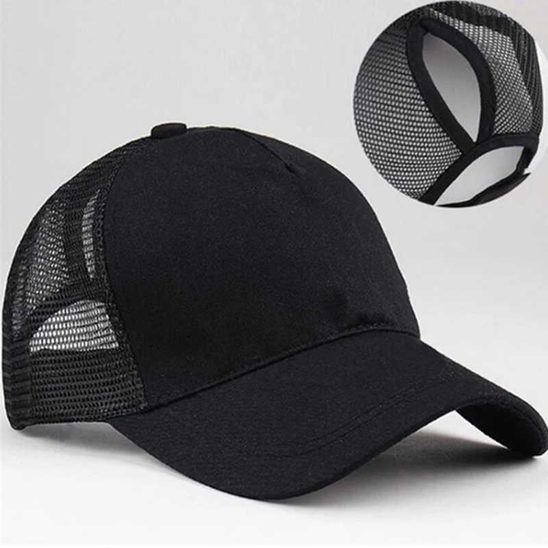 2025 New Ponytail Baseball Cap Summer Wens Adjustable Black Hat Messy Cap Casual Cotton Girl Snapback Mesh Cap X250704