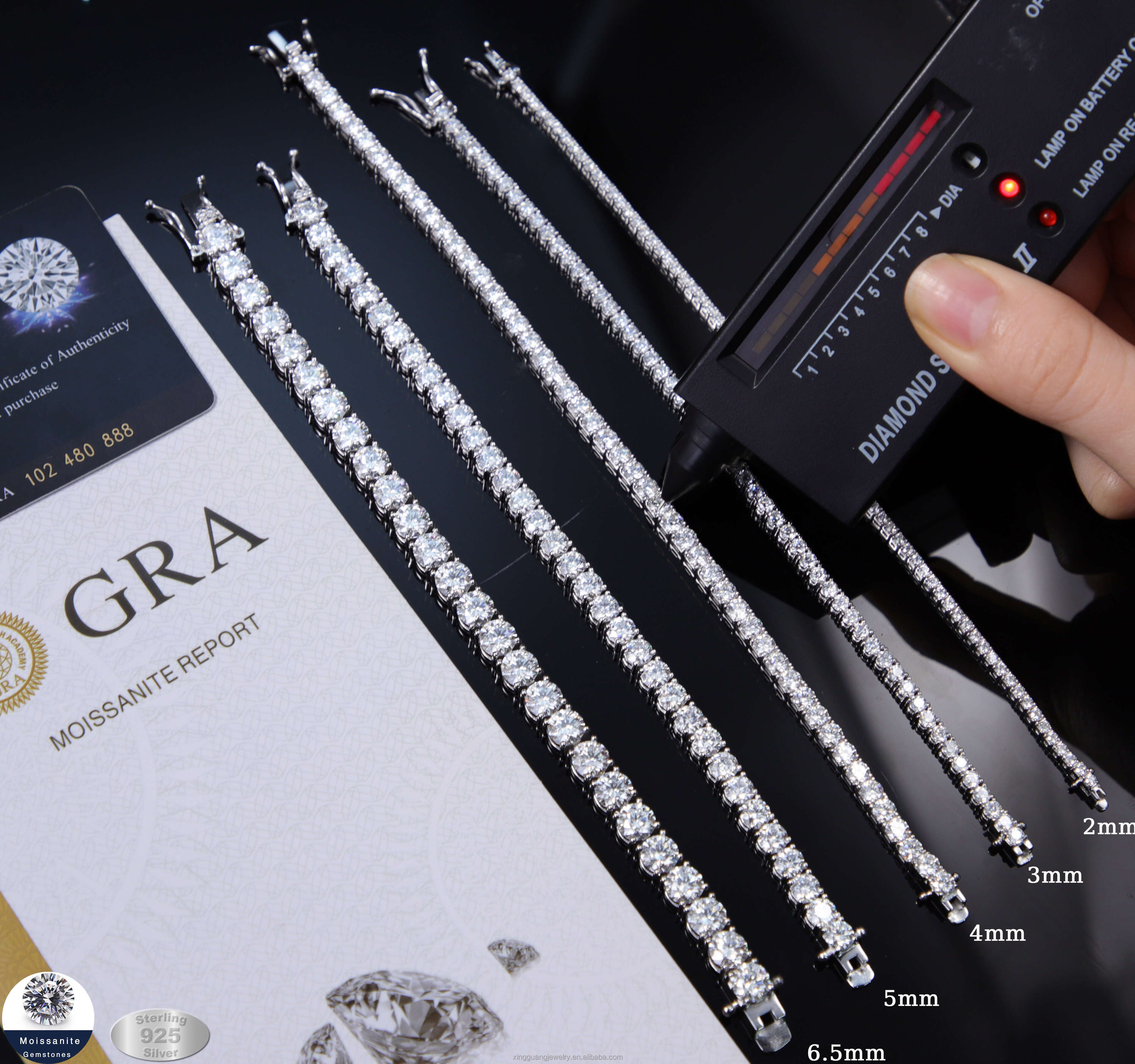 Moissanite Tennis Diamond Chain 5mm 6.5mm 925 Silver Gold Plated Fine Jewelry Bracelet VVS Moissanite Tennis Chain for Men Women