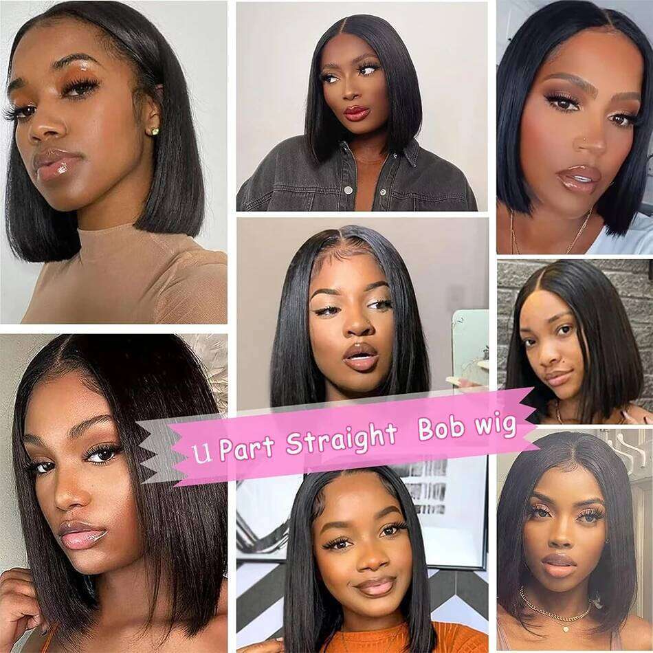 Straight Part Short Bob Wigs For Women U Shape Brazilian Remy Human Hair 180% No Leave Out hine Made Wig