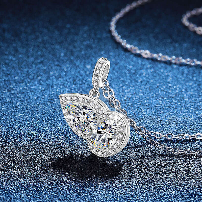 S925 Pure S925ier Lucky Gourd Water Drop Pendant 2 caratS925 D Color MoiS925S925anite Necklace b8e