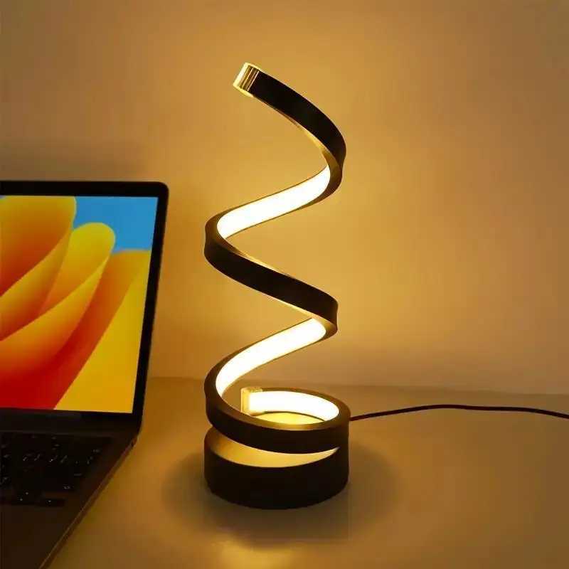 Table Lamp for Bedroom - Bedside Lamps for Nightstand Modern Spiral Dimmable LED Table Lamp for Living Room Bedroom OfficeXJ250703