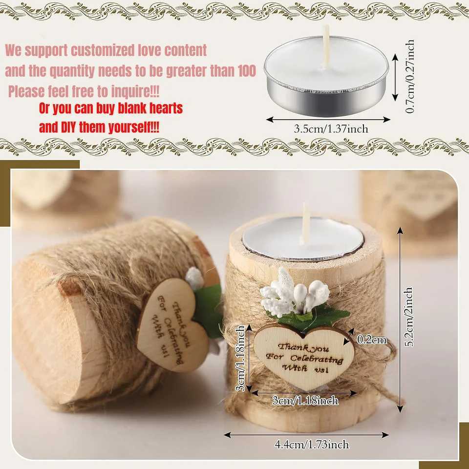 uest Gift Candle for Wedding Wooden Tealight Candle Holders Bridal Shower Thank You Gifts for Baby Shower Christmas Candlestick W250704