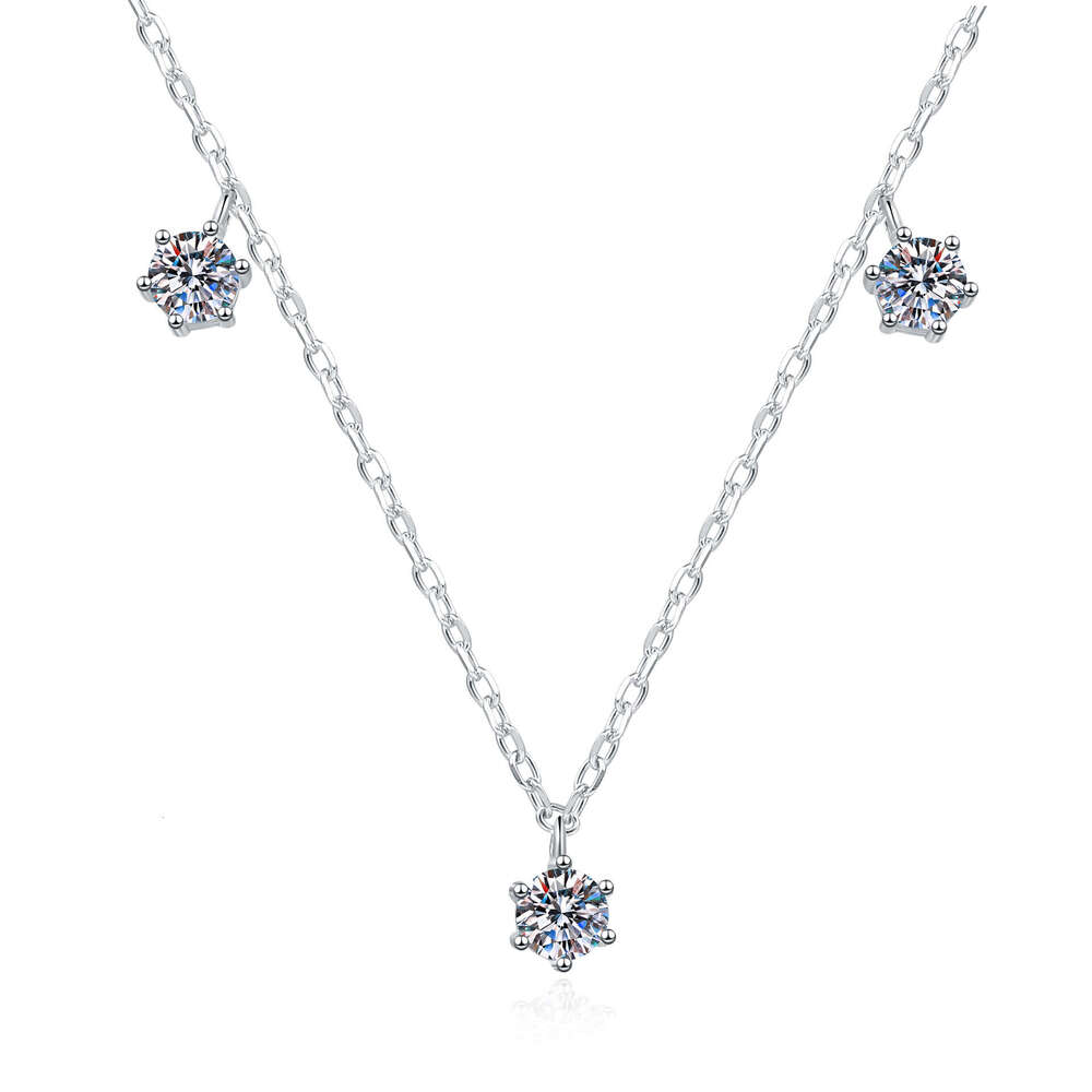 S925ier Necklace MoiS925S925anite Pendant Elegant Light Collarbone Chain for Women df6