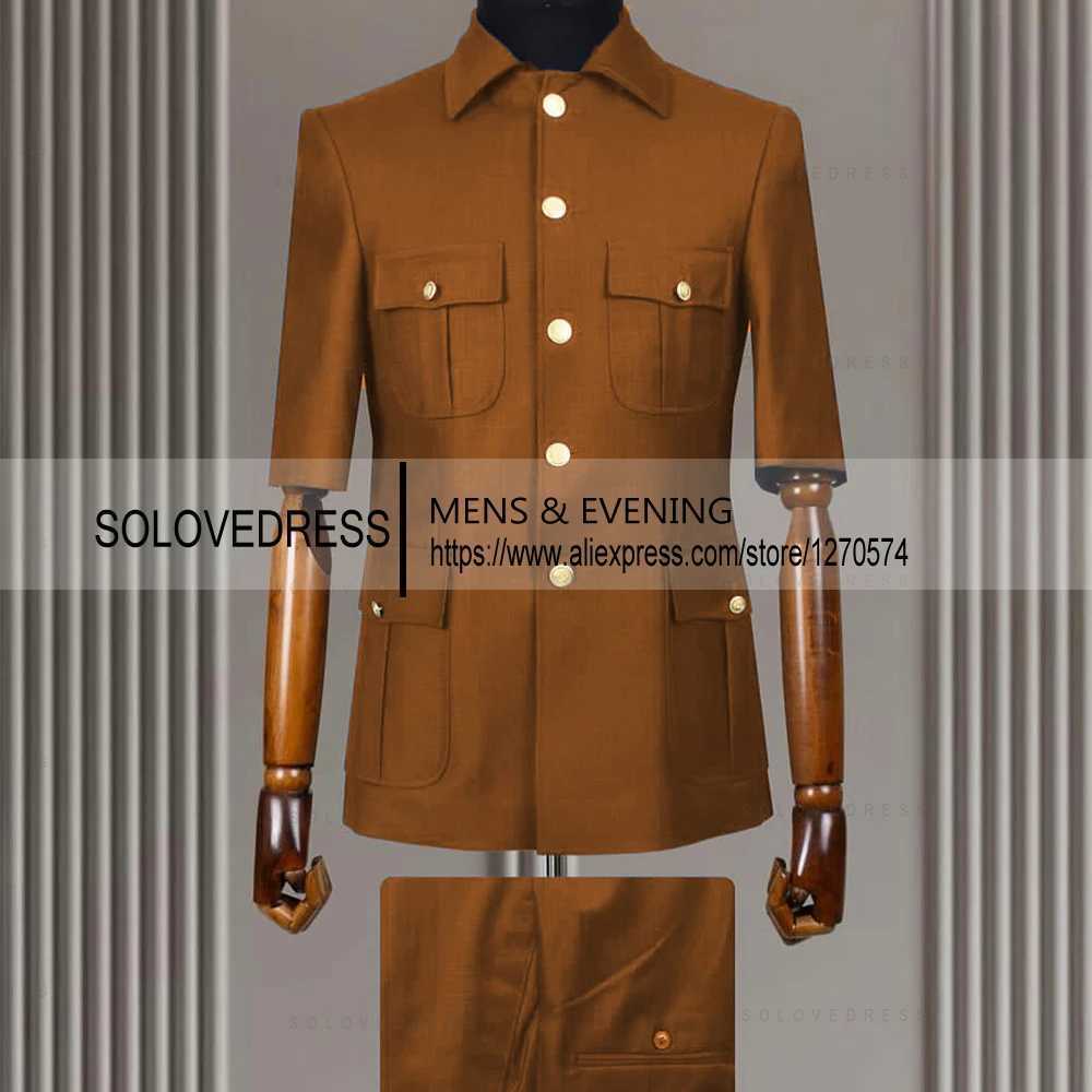 New Arrival 2 Piece Lapel Short Sleeves with 4 Real Pockets Single Breasted Slim Fit Summer Suits For WedddingBlazer+Pants X250704