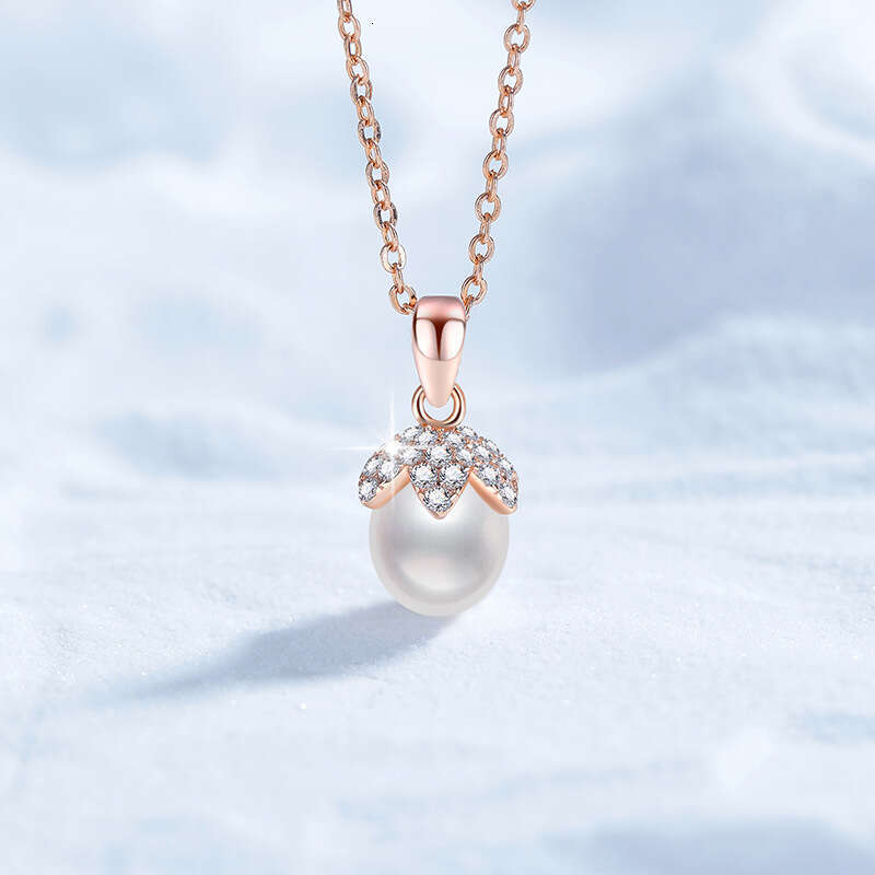 S925 Pure S925ier Necklace S925trong Natural FreS925hwater Pendant Bud Light Champagne Gold Collarbone Chain c9e
