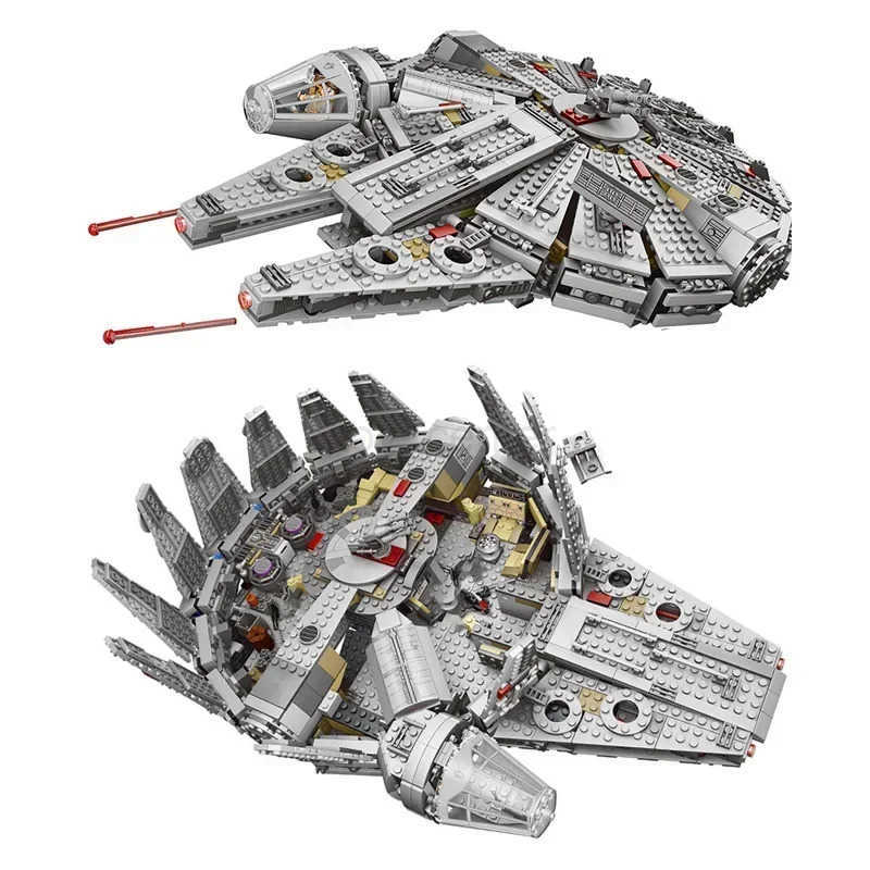 DISNEY New 1381 Pcs Space Millennium War Ship Spacecraft Set Falcon Alien MINI 75105 Figure Model Building Blocks Bricks Toy Kids Gift W20250704