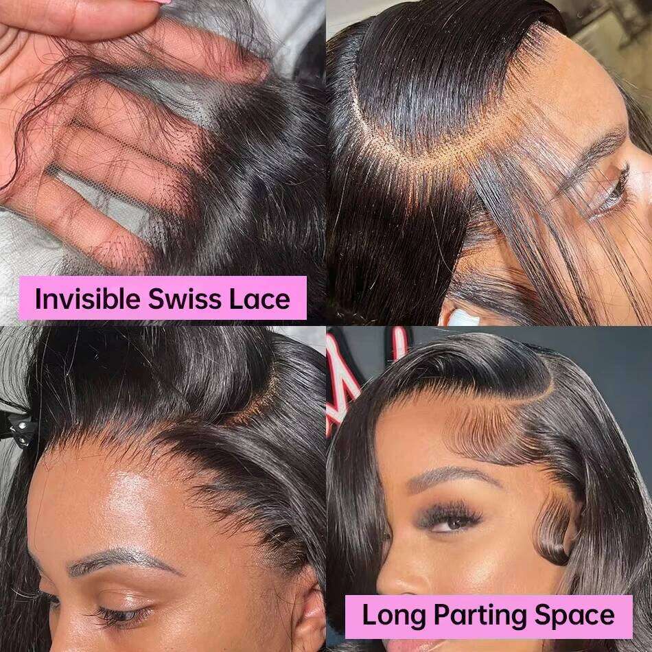 Short Cut Loose Body Wave Bob 13x4 HD Transparent Lace Frontal Wear Go Glueless Wig 180% Density Brazilian Human Hair