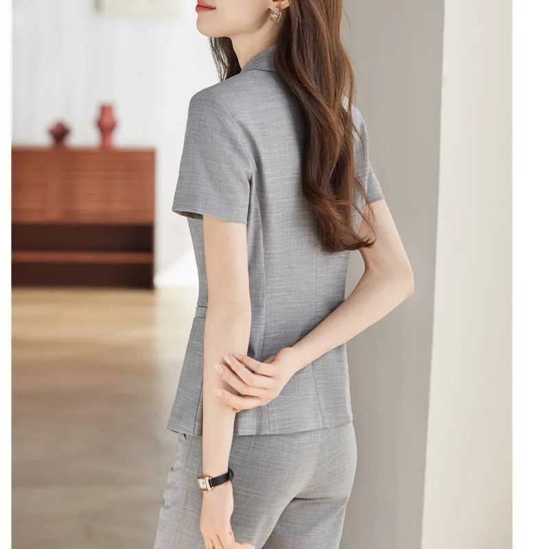 NAVIU Women Short Slve Suit Jacket Office Work Gray Blazer And Pants For Ladies Office Summer Slim Fit Formal Work Wear X250704