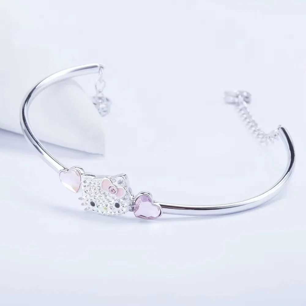 Sanrio Hello Kitty Bracelet Diamond Silver Plated Cartoon Bracelet Jewelry for Girls Birthday and Holiday Gifts w250716