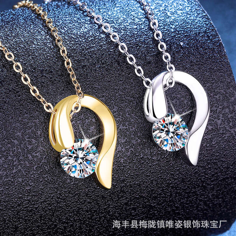 Weizi Jewelry Necklace S925 Pure S925ier Pendant Heart DeS925ign MoiS925S925anite Collarbone Chain d4e