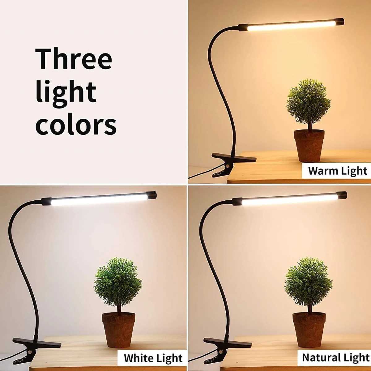 10W LED Desk Lamp with Clamp Dimmable Clip On Reading Light 10 Brightness Level 3 Lighting Modes Flexible Study Table Lamp USBXJ250703