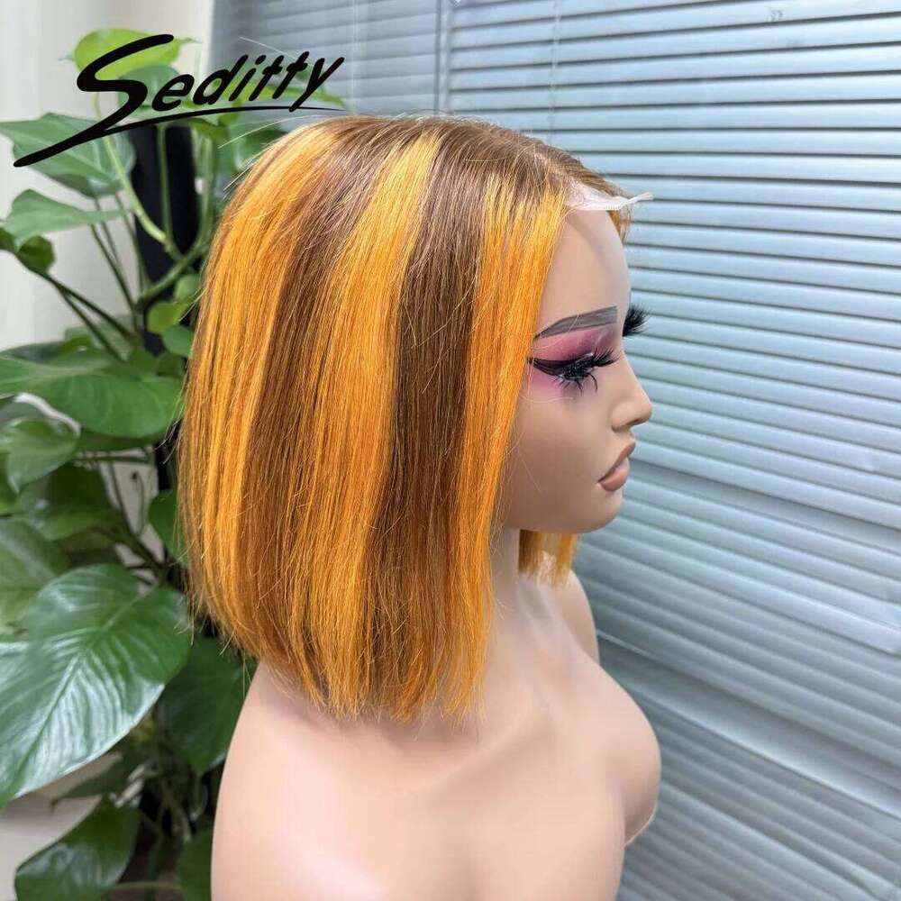 250% Density 2X6 Transparent Lace Closure Highlight Color Double Straight Human Hair Wig For Black Women