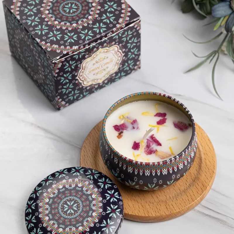 1PCS Vintage Candle Soy Wax Flower Fragrance Scented Candle Home Decoration Candle Jars for Wedding Ceremony Birthday Gift W250704