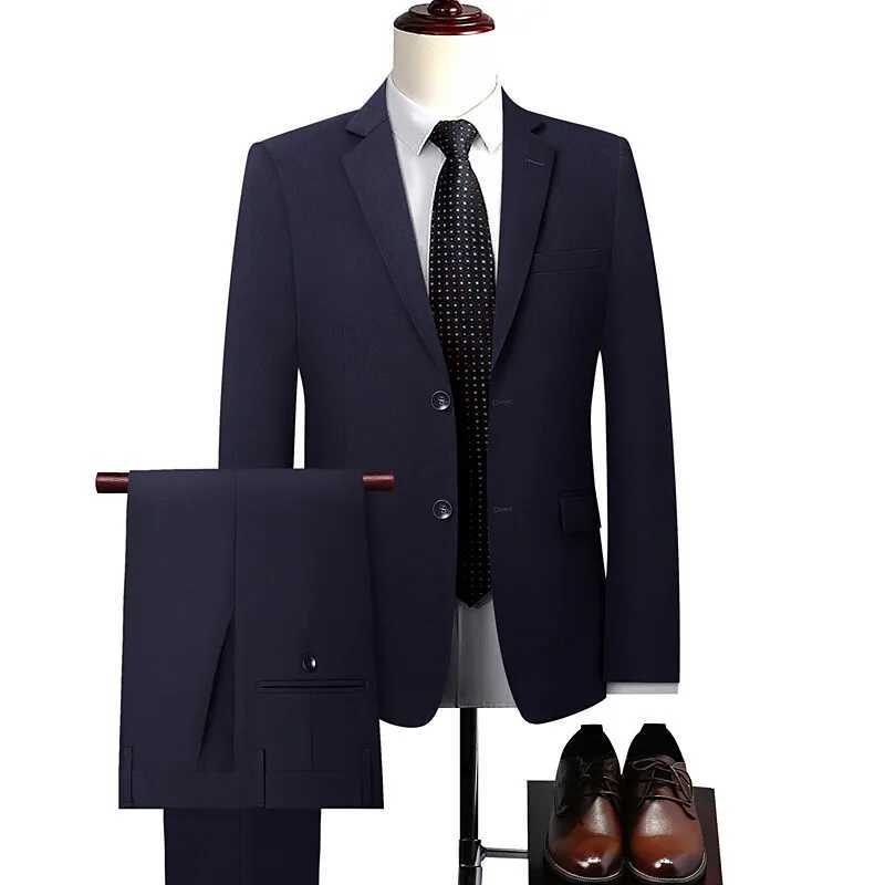 2025 new model men High quality four-sided stretch Formal Suit Jacket + Trousers 2-piece suit Mens Business suit size 5XL X250704