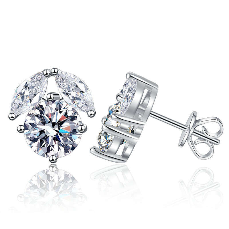 S925 Pure S925ier Flower Four-Prong D Color 1 caratS925 MoiS925S925anite EarringS925 for Women 52d