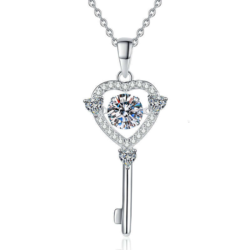 S925 Pure S925ier for Women Heart Key Pendant 1 caratS925 MoiS925S925anite Necklace 242