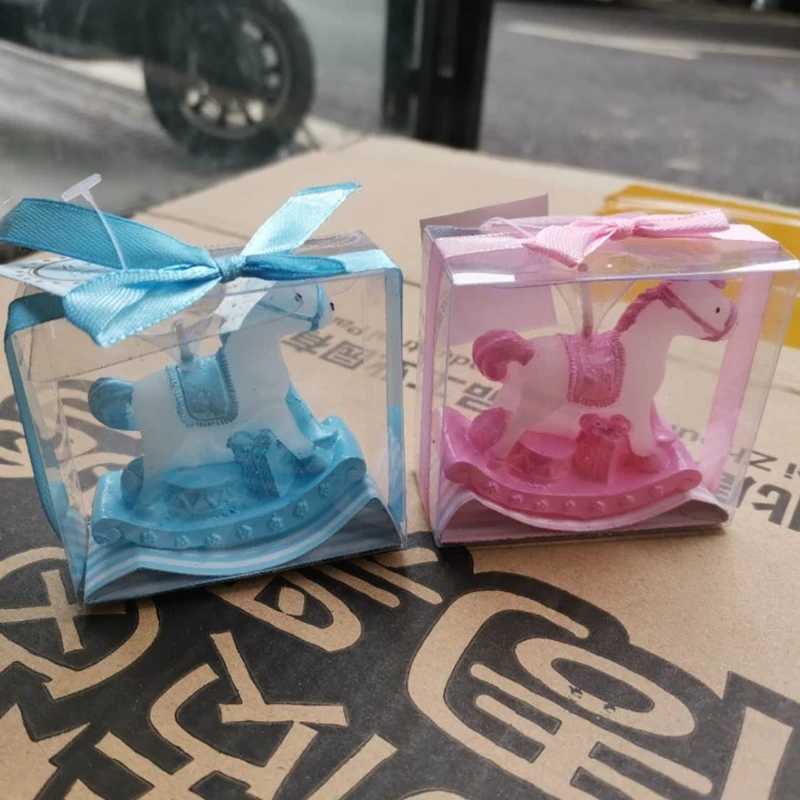 Rocking Horse Candle Favores for Baby Shower Kids Birthday Gifts Baptism Kepesake Event Anniversary Favores 10Pcs W250704