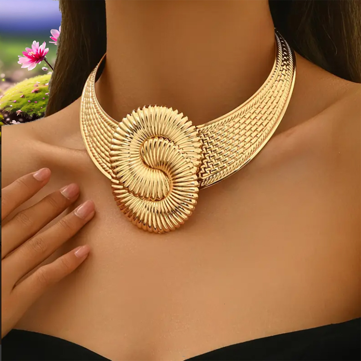 Fashion Geometric Twisted Spiral 8 Number Flower Shape Choker Personality Exaggerated Wave Women's Necklace
