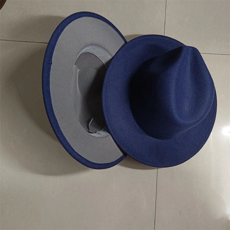 Sombreros Fedora Hat Dual Color Classic Jazz Hat Wholesale Soft Fedora Hat Classic Mens and Womens Blue Jazz sombreros 250701