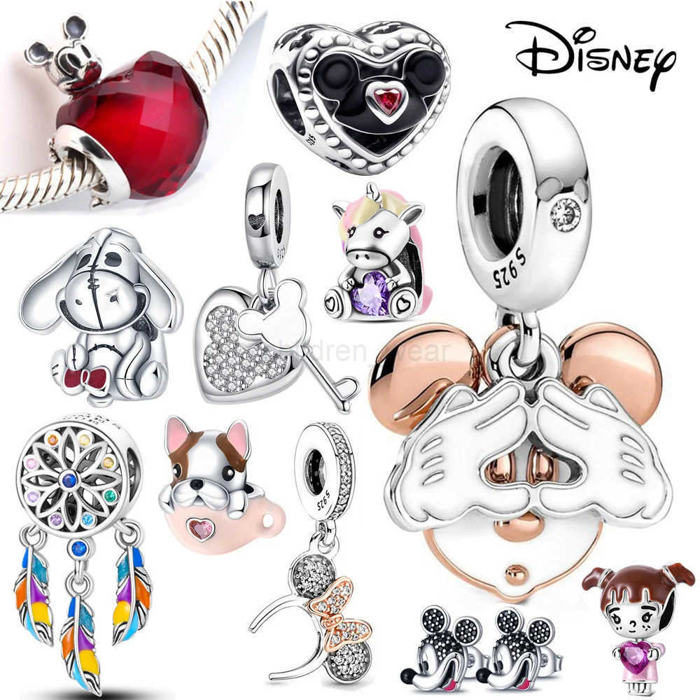Disney 2023 New Disney Mickey Love Pendant Charms For Women Bead Charm Bracelet DIY Jewelry W20250712