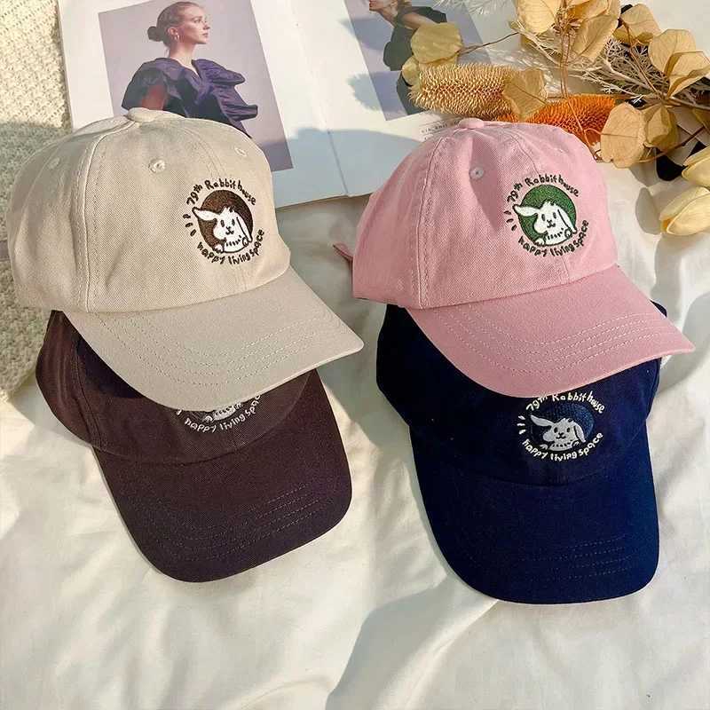 Spring Summer Solid Color Baseball Cap For Wen Soft Top Sun Visor Hat Cartoon Rabbit Korean Girl Sunshade Peaked Caps X250704