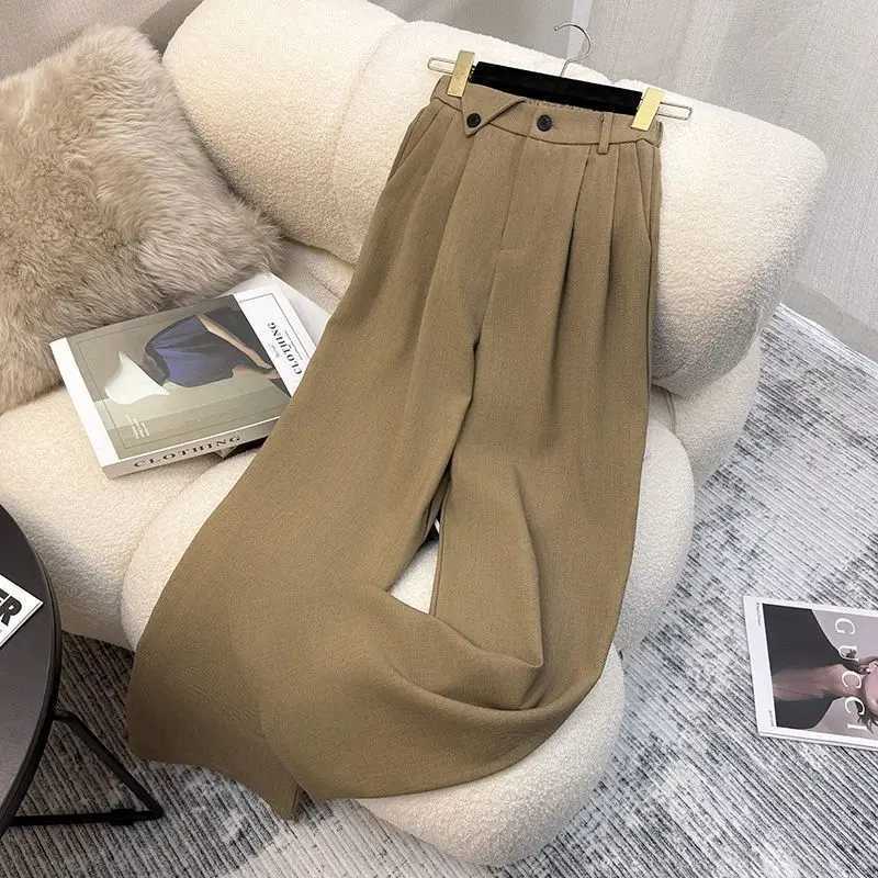 New High End Womens Suit Two Piece Sets Fashion V-neck Slveless Slim Vest Top + High Waist Wide Leg Pants Elegant Outfits X250704