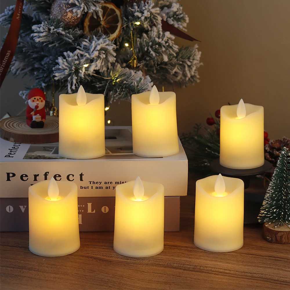 6Pcs Flickering Battery Candles Plastic Flameless Candles LED Electric Candles Fake Candle for Lantern Weddings Home Decor W250704