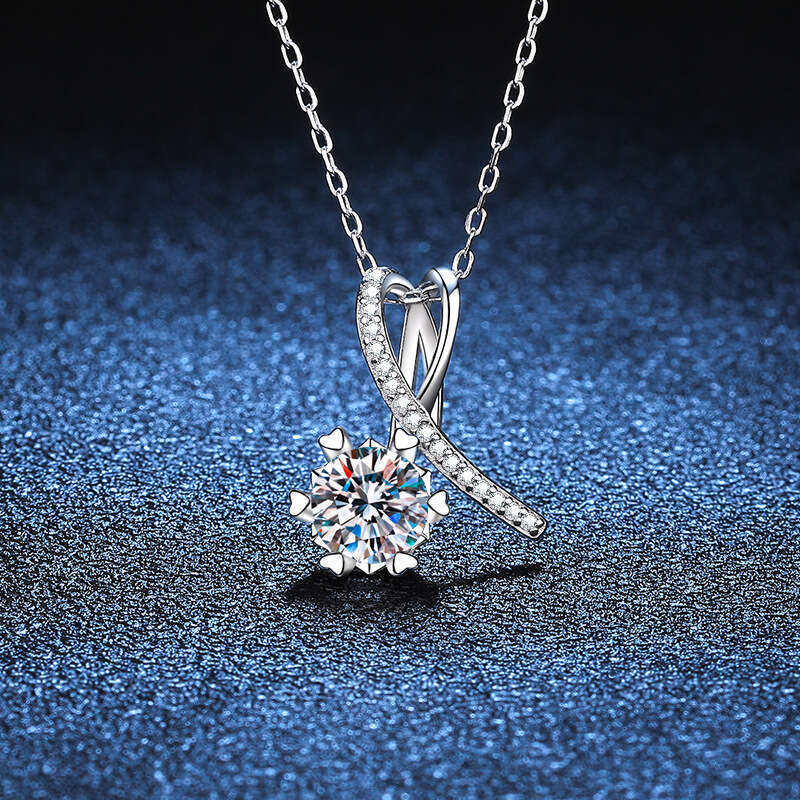 S925 Pure Pendant Bowknot Clavicle Chain S925ier D Color One caratS925 MoiS925S925anite Necklace Women 7bf