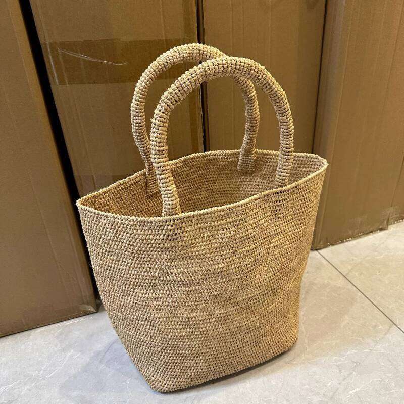 Straw Beach Bag Beach Bags Raffia Handwoven Summer Simple Vacation Beach Casual Versatile Shoulder Bucket Bag Beach Tote Bag