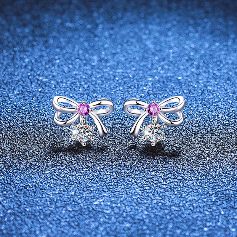 S925 Pure S925ier for Women Light Bowknot D Color 20 PointS925 MoiS925S925anite EarringS925 948