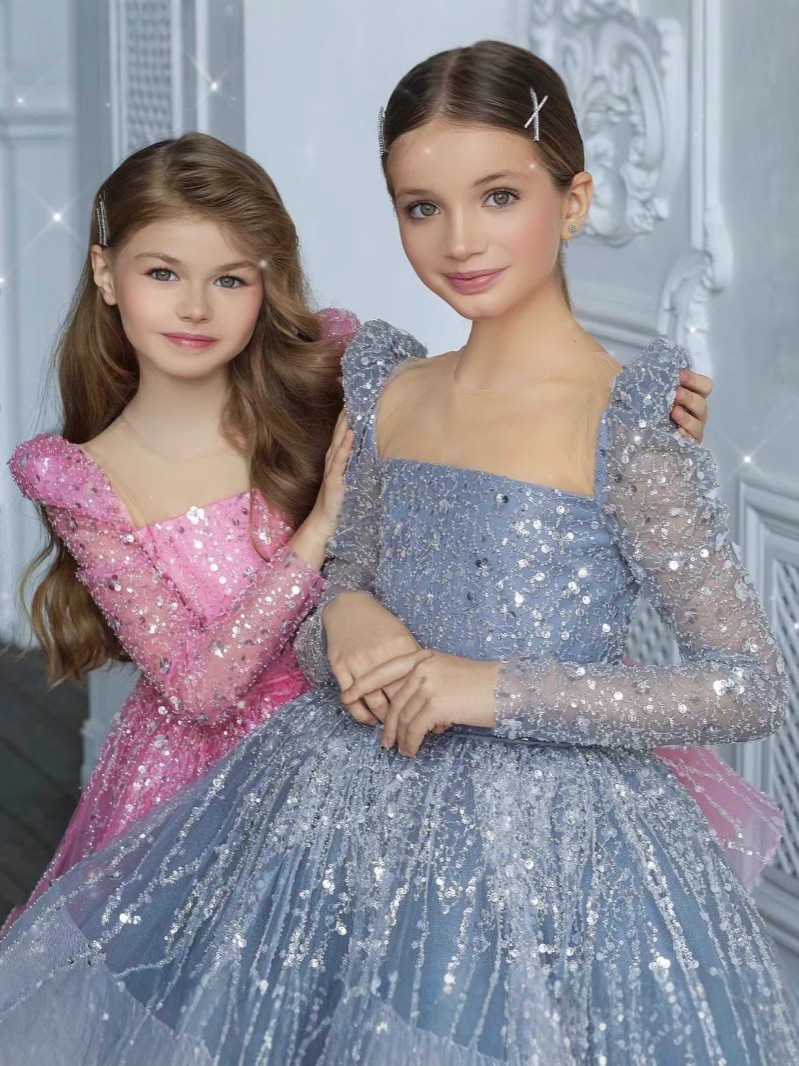High-end light luxury girl princess skirt, birthday dress skirt, performance dress, first birthday banquet tuzze, host piano evening dress L250704