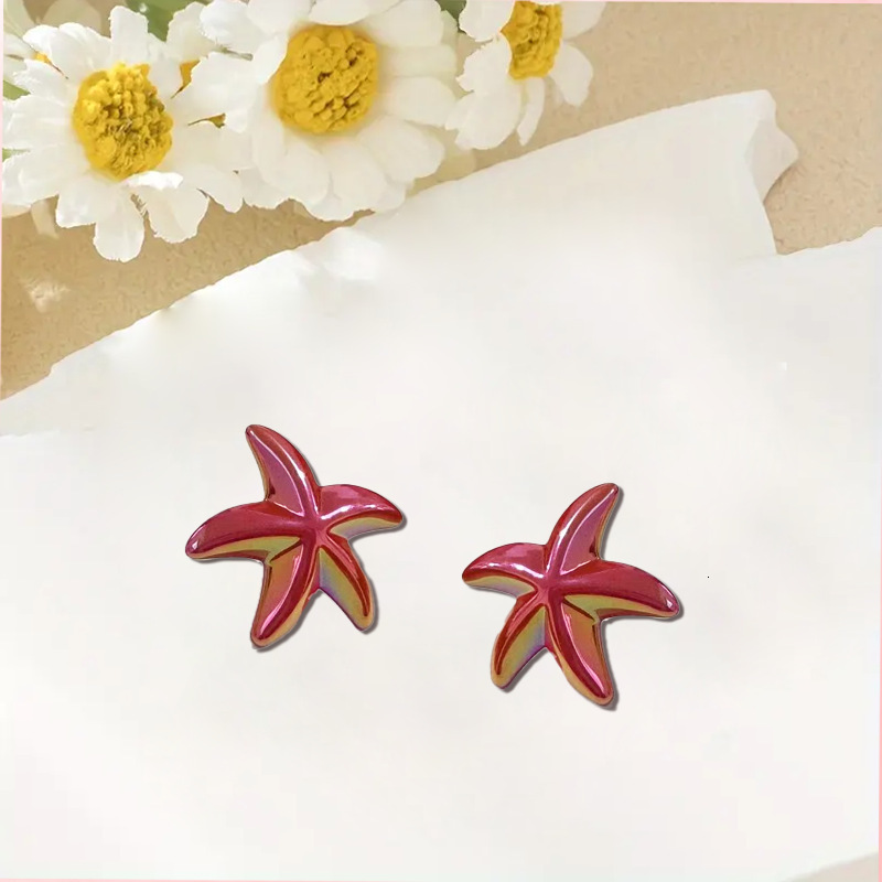 Laser Starfish Resin Earrings Colorful Elegant Vacation Ocean Style Beach