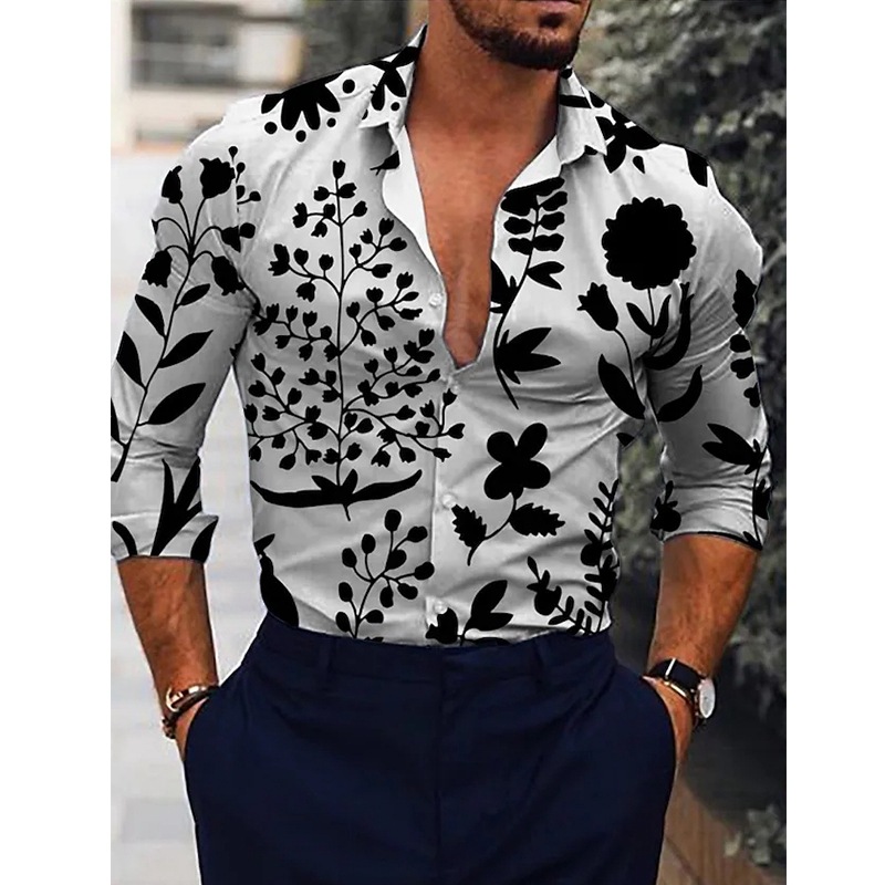 Casual Shirts Luxury slim fit Designer party shirt Long sleeve Fashion Business clothing formal mens dress blouse good quality shirts for men 3xl plus