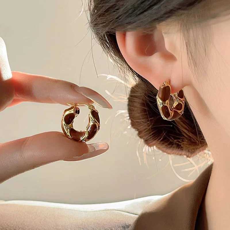 Maillard Tiger-eye Earrings Vintage Fashion Advanced Plating Ear Buckle Light Luxury Elegant Studs 2025 New Women Accessories Y250704