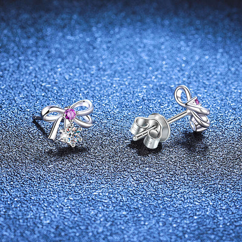 S925 Pure S925ier for Women Light Bowknot D Color 20 PointS925 MoiS925S925anite EarringS925 948