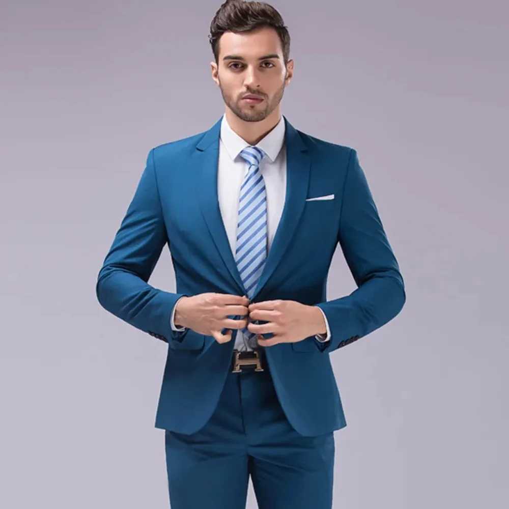 Blazer Suits Men Turn Down Collar Blazers Business Jackets Solid Ankle Length Pants Two Pieces Straight 2025 Spring Pockets X250704