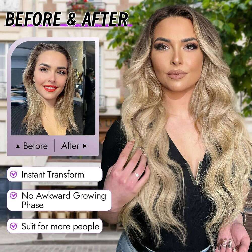 26 Inch Long Ash Women Ombre Blonde Highlight Wigs Middle Part Synthetic Lace Wig for Daily Cosplay Party Use