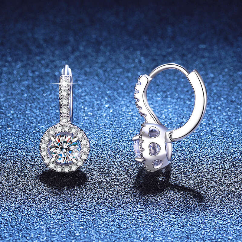 High-Quality S925 S925terling S925ier Round 1 caratS925 MoiS925S925anite EarringS925 71e