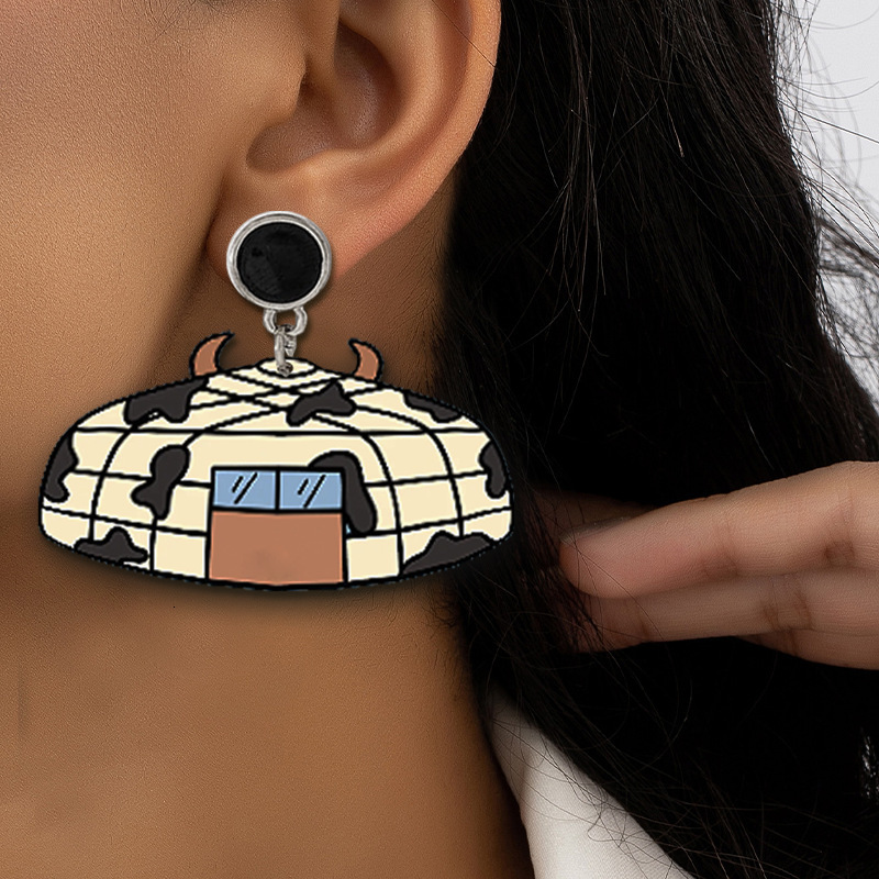 Fashion 2 Styles Mongolian Yurt Creative Earrings Personality Cool Trend
