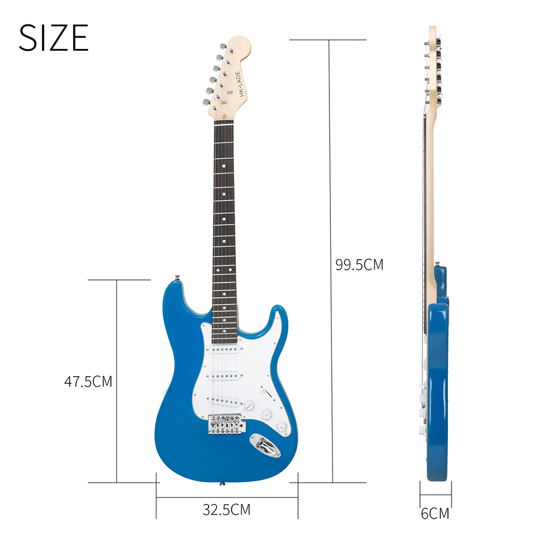 HK LADE New ST-850 ST Electric Guitar with Rosewood Fingerboard - Complete Starter Kit (Amplifier, Gig Bag, Strap, Picks, Strings)