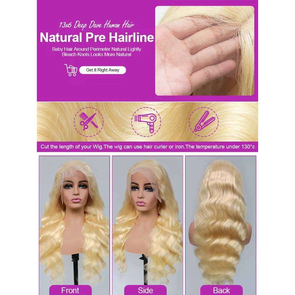 30 42 Inch Front Honey Blonde 613 Hd Lace Frontal Wig 13x6 13x4 Body Wave Human Hair Wigs For Women 250%