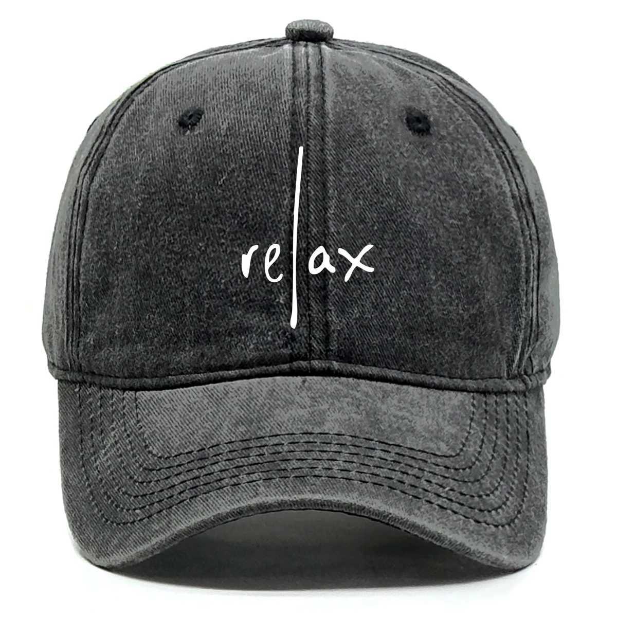 Washed Cotton Snapback Baseball Hat Artistic Text Relax Snapback Hat Retro Raw Brim AdjustableBaseball Caps One Size Fits All X250704