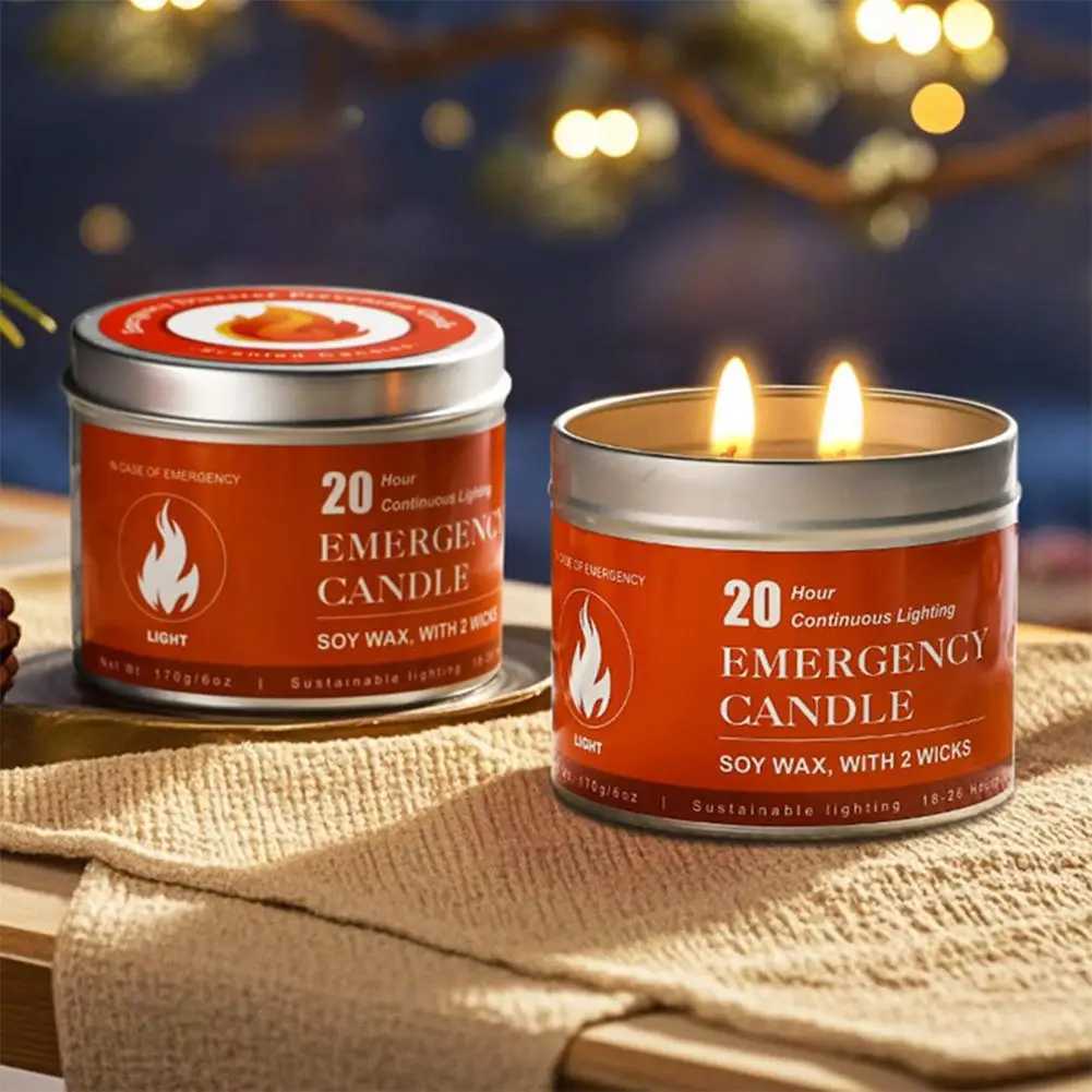 2PCS Double Core Iron Can Emergency Candle Natural Soy Wax Aromatherapy Candle Birthday Party Home Decoration Candle W250704