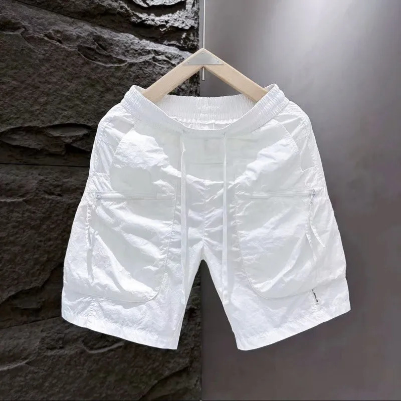 Summer Slim Casual Pocket Zipper Shorts Loose QuickDrying Outdoor Sports Workwear Mens Capre Pants 250704